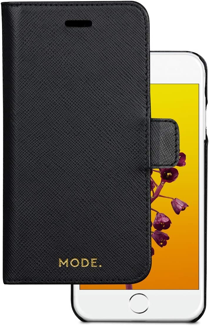 Dbramante1928 New York Leather Folio Case iPhone SE 3rd / 2nd / 8 / 7 Night Black - BONUS Screen Protector