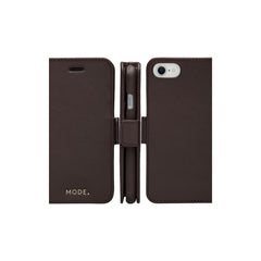 Dbramante1928 New York Leather Folio Case iPhone SE 3rd / 2nd / 8 / 7 Dark Chocolate - BONUS Screen Protector