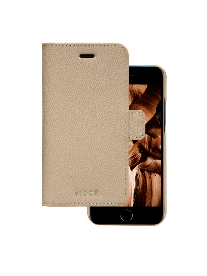 Dbramante1928 New York Leather Folio Case iPhone SE 3rd / 2nd / 8 / 7 Sahara Sand - BONUS Screen Protector