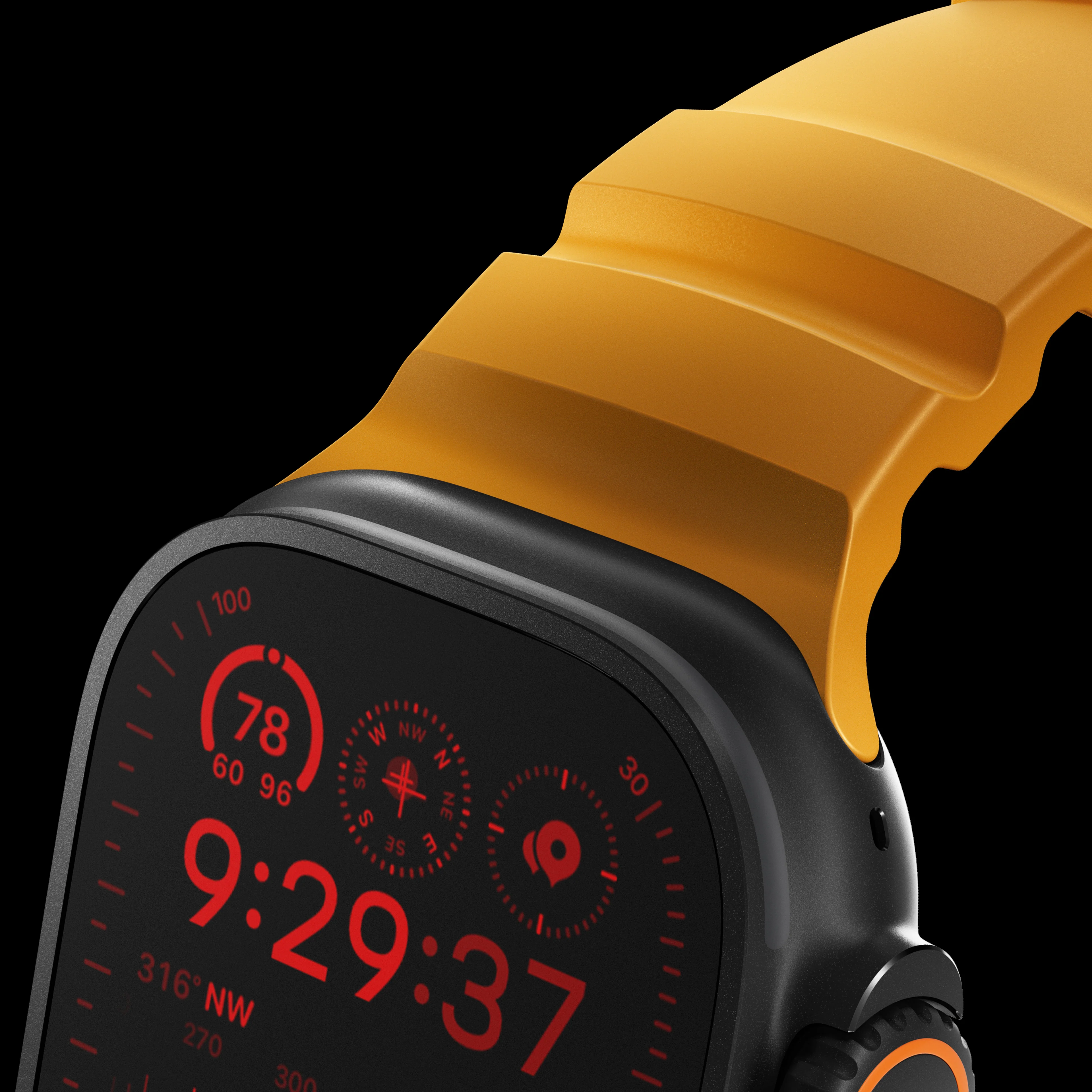 Nomad Rocky Point Band for Apple Watch 42-49 & Ultra 1 -3  - Sol Yellow (Black Hardware)