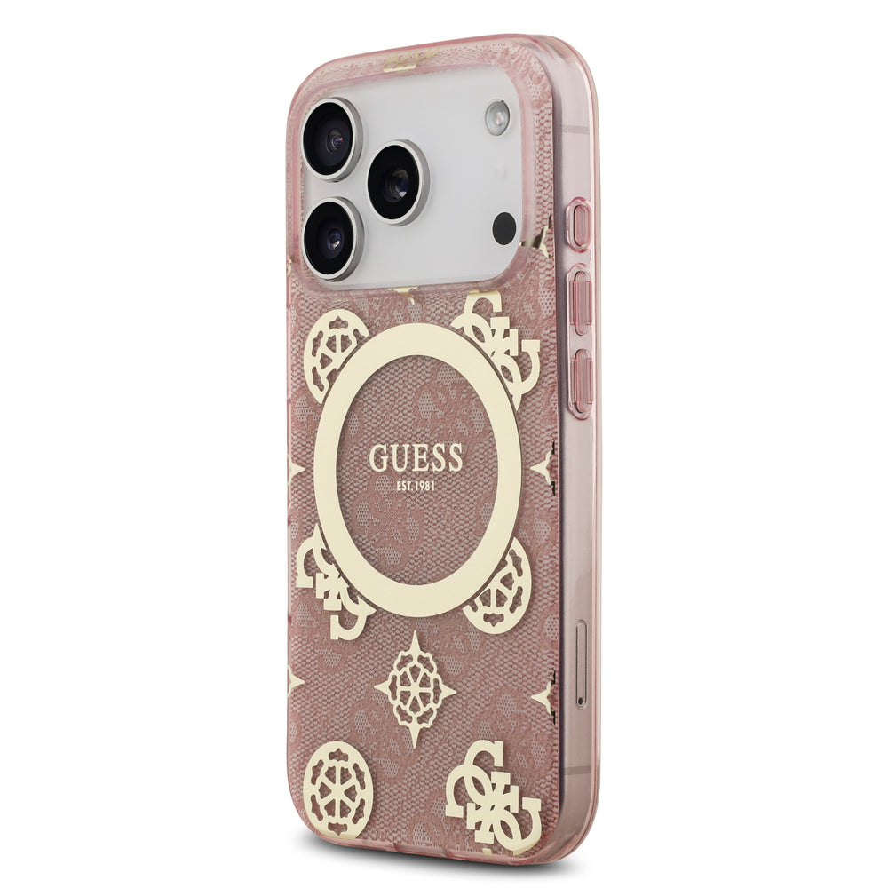 guess case for iphone 17 pro pink back design