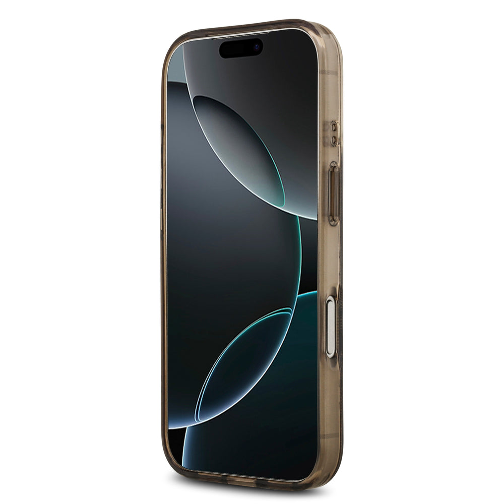 guess case for iphone 17 pro brown in-hand photo