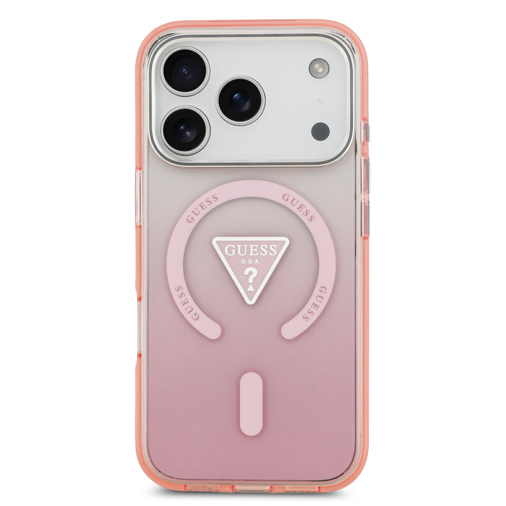 guess case for iphone 17 pro pink side profile