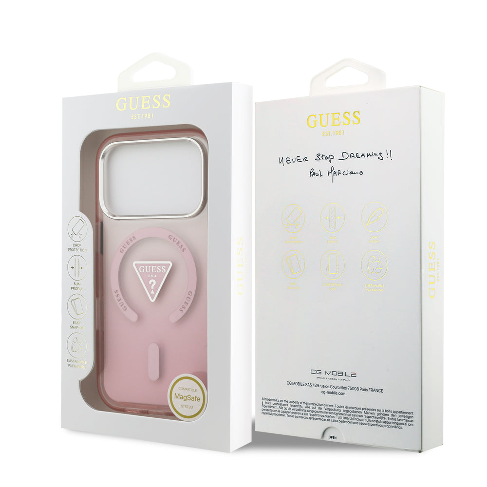 guess case for iphone 17 pro pink edge detail