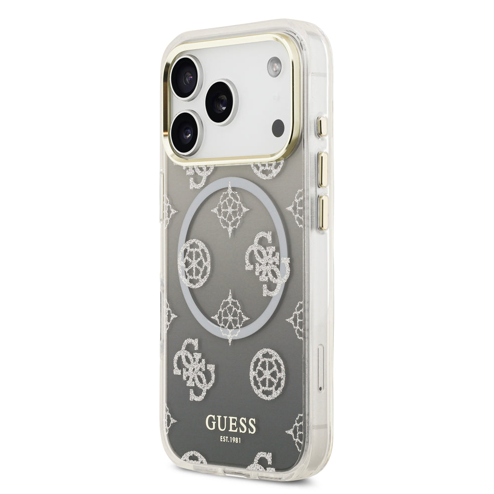 guess glitter case for iphone 17 pro grey back design