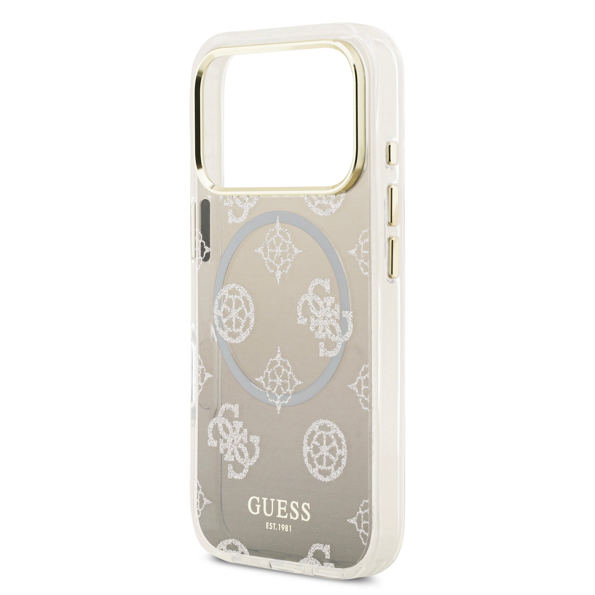 guess glitter case for iphone 17 pro grey camera ring