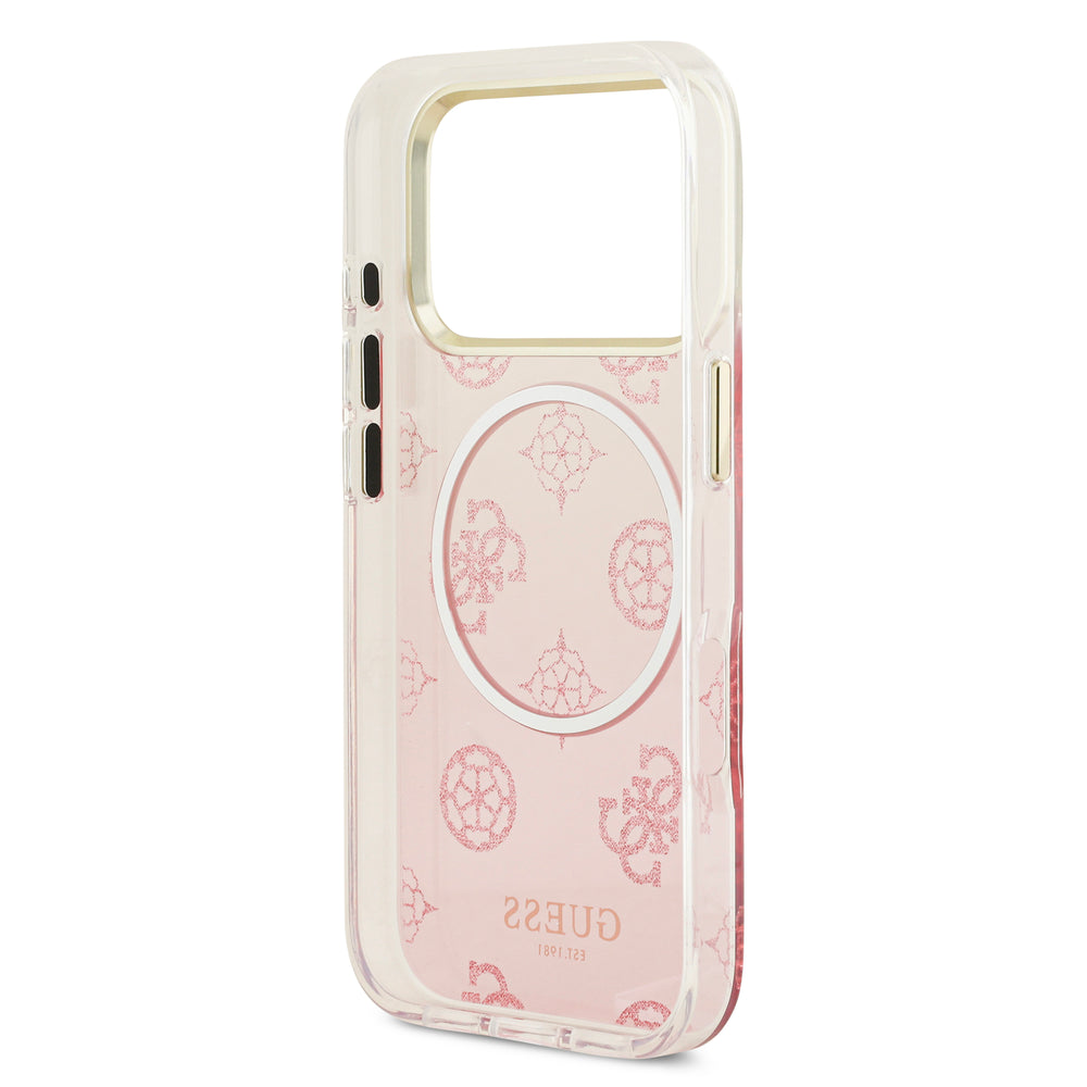 guess glitter case for iphone 17 pro pink button access