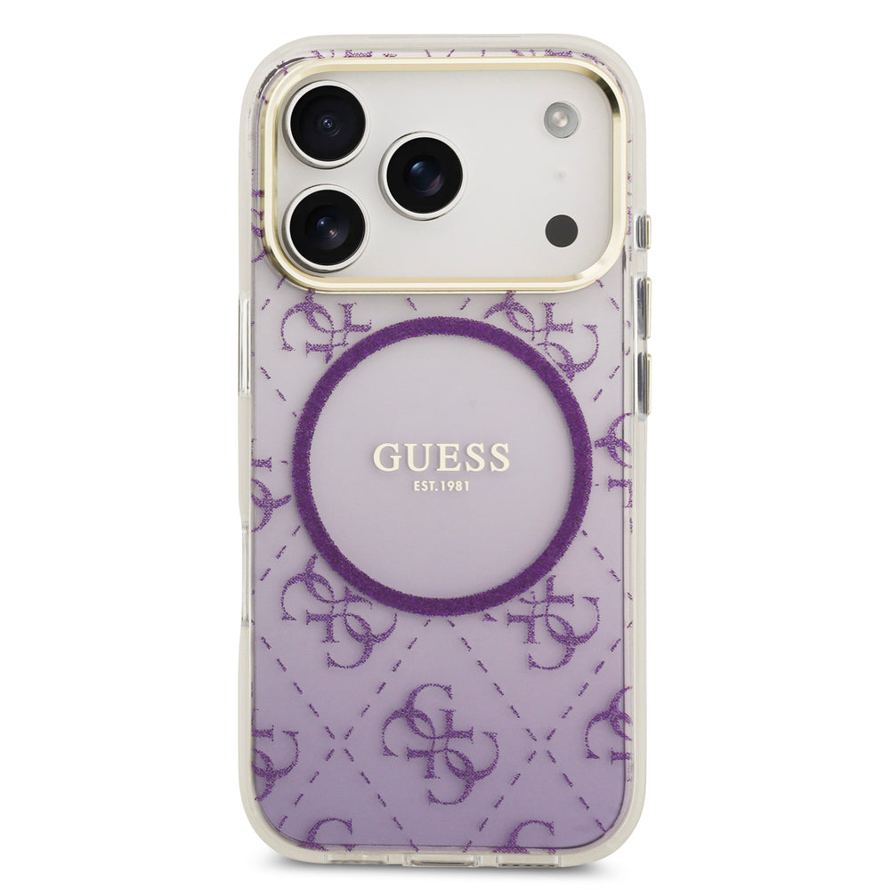 guess glitter case for iphone 17 pro purple side profile