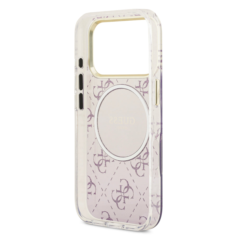 guess glitter case for iphone 17 pro purple button access
