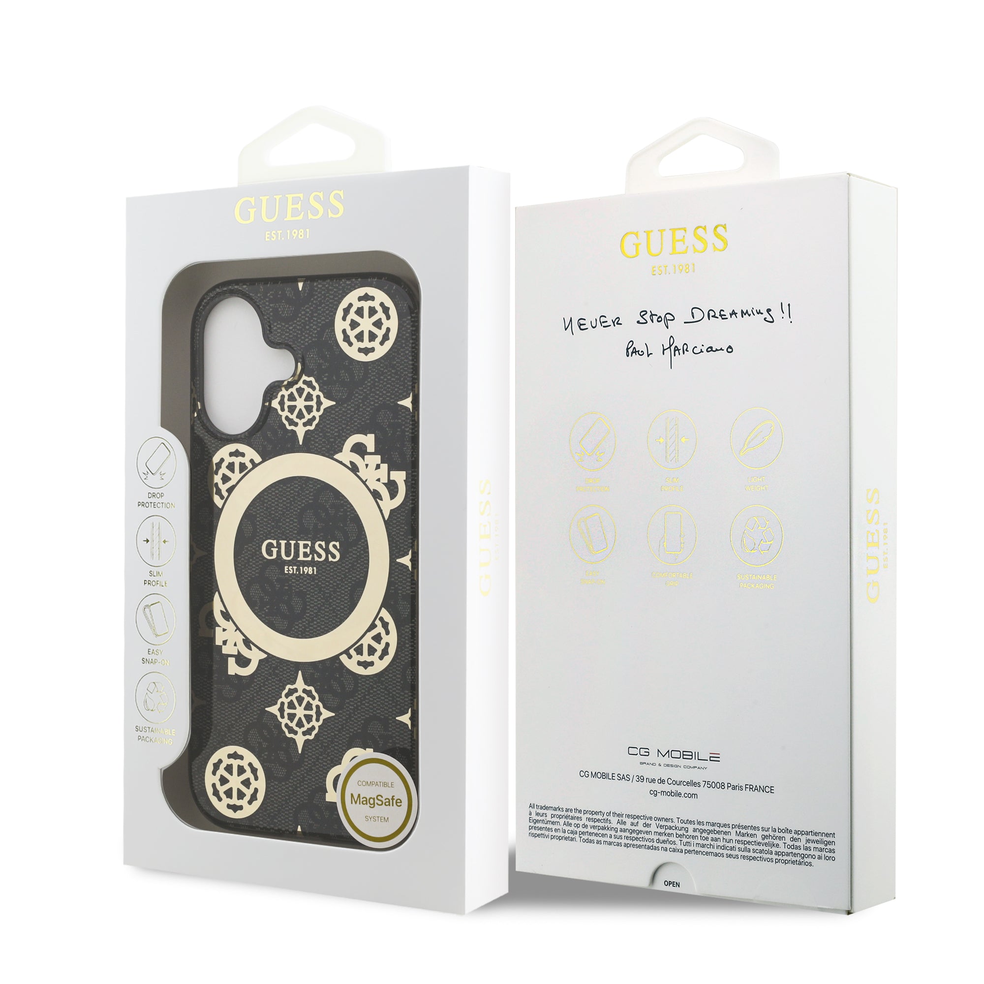 guess case for iphone 17 standard black edge detail