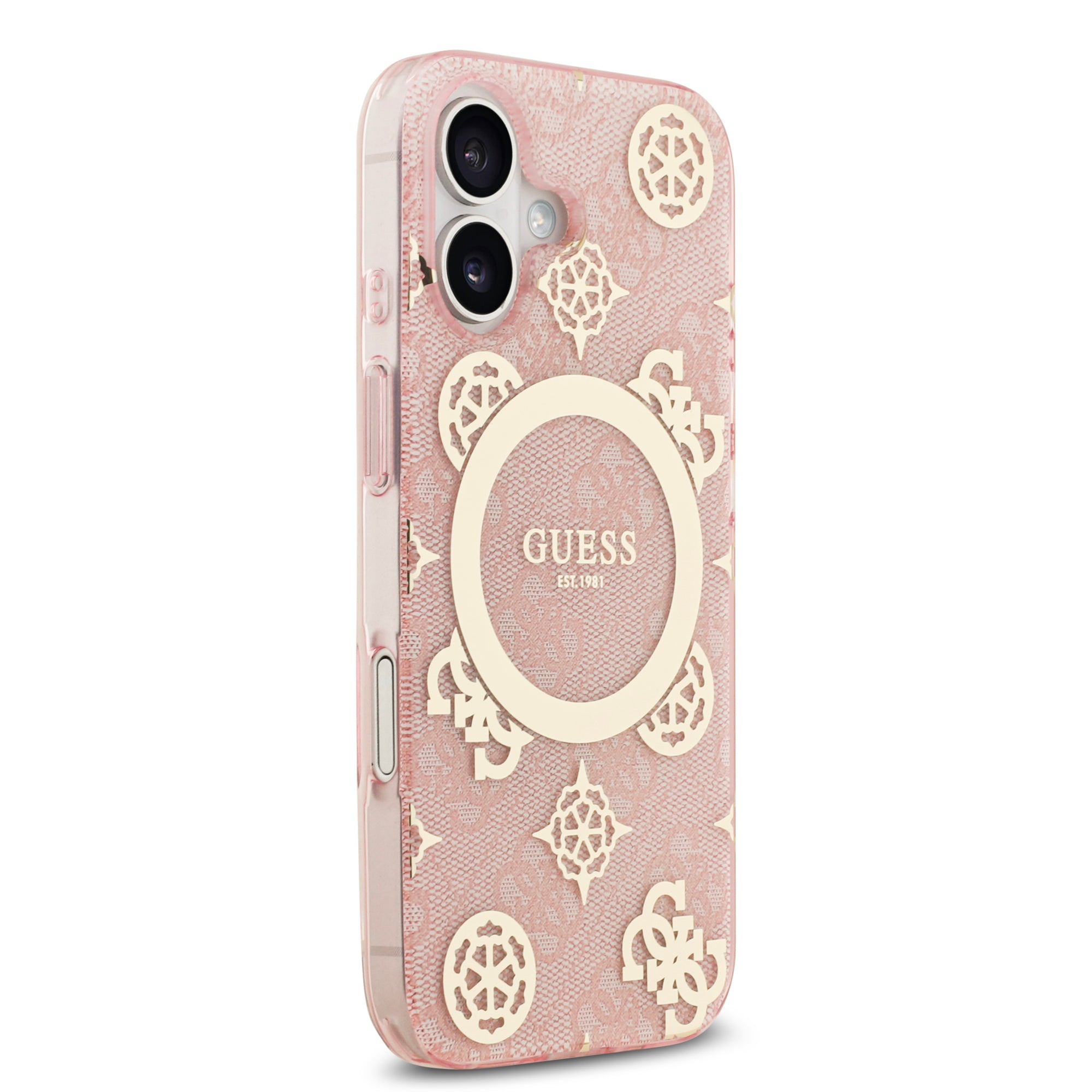 guess case for iphone 17 standard gold angle view