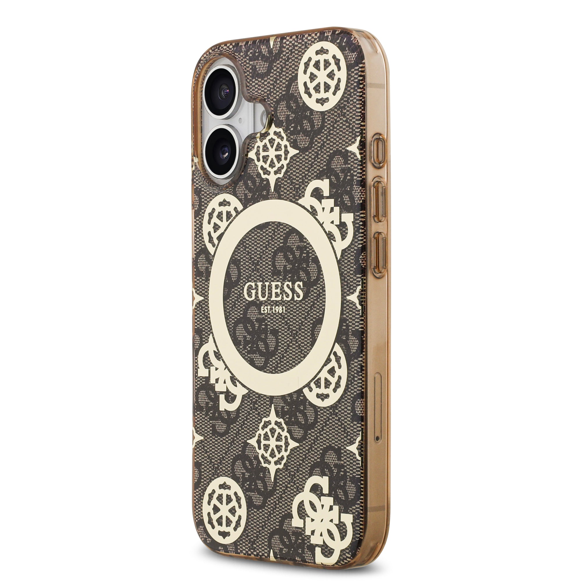 guess case for iphone 17 standard brown back design