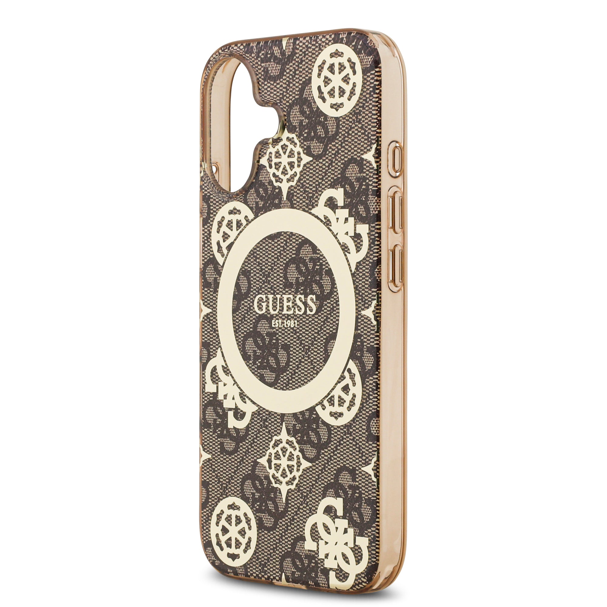 guess case for iphone 17 standard brown camera ring
