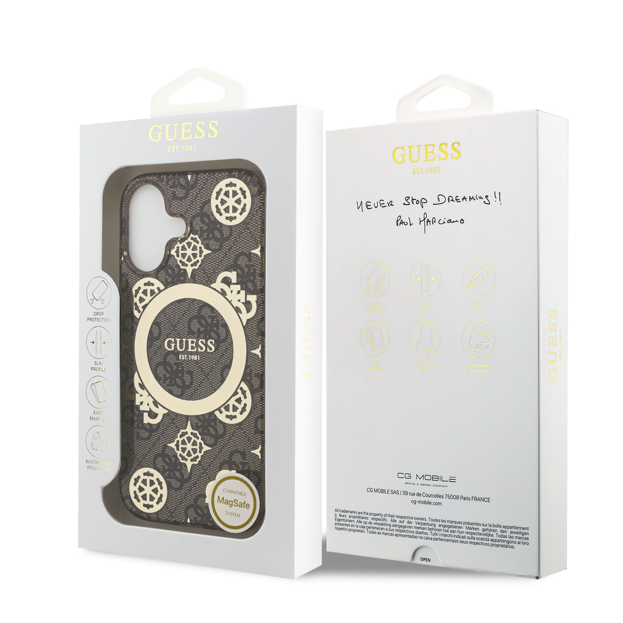 guess case for iphone 17 standard brown edge detail