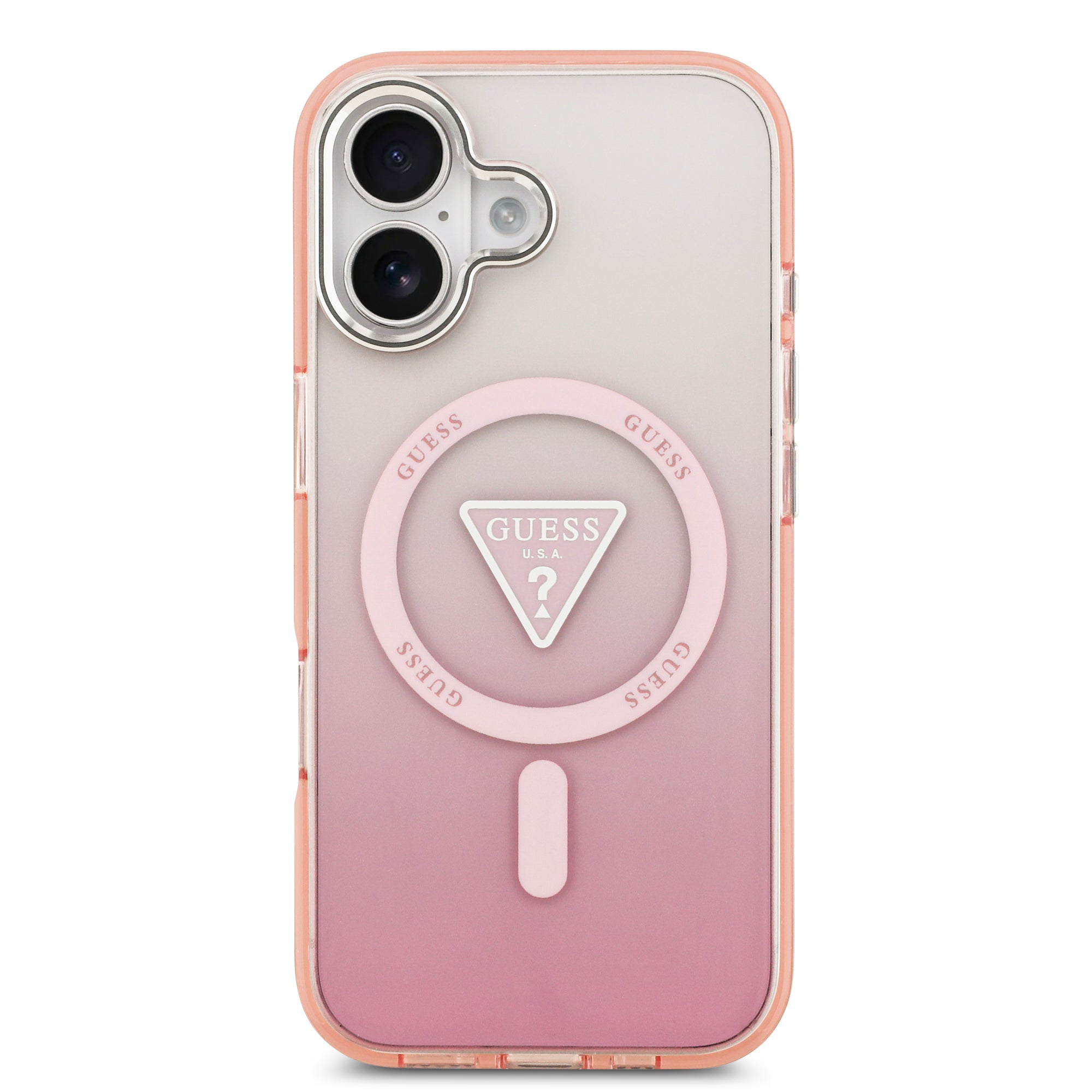 guess case for iphone 17 standard pink side profile