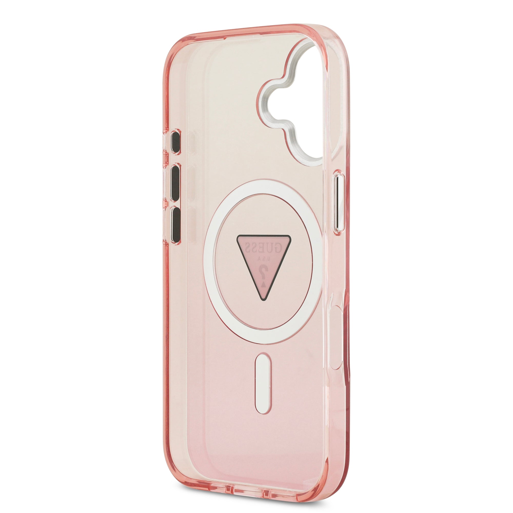 guess case for iphone 17 standard pink button access