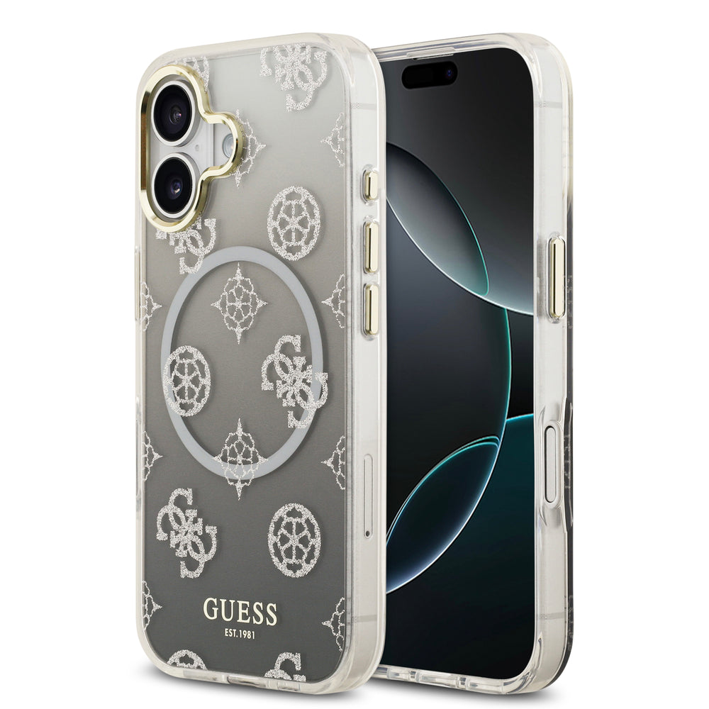 guess glitter case for iphone 17 standard grey front view