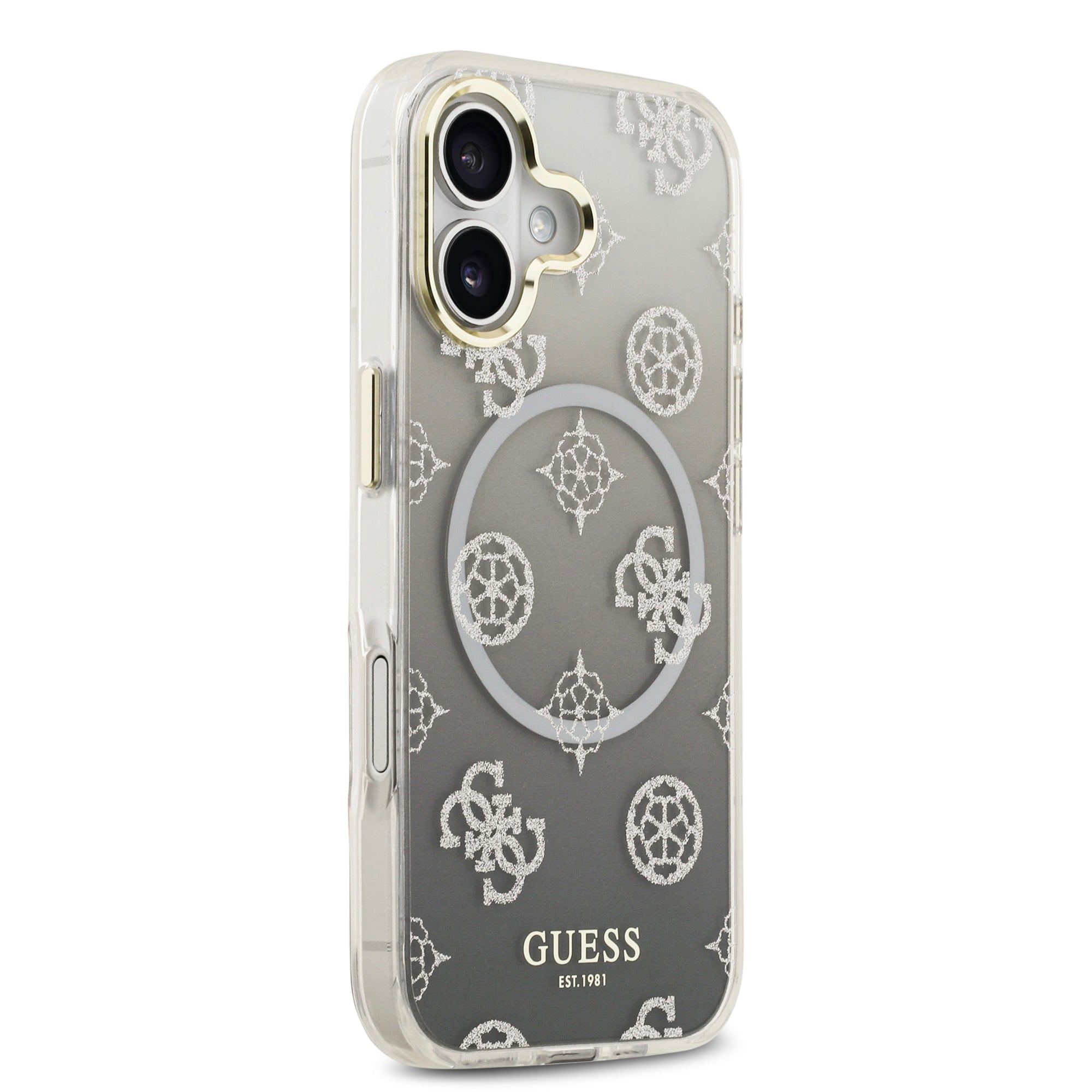 guess glitter case for iphone 17 standard grey angle view