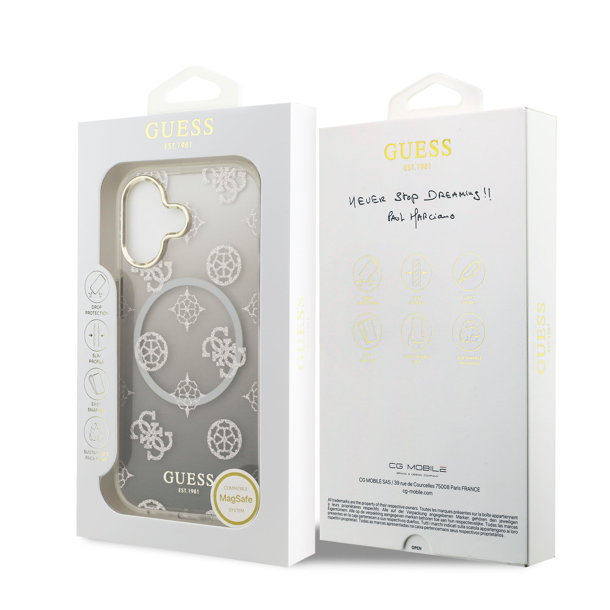 guess glitter case for iphone 17 standard grey edge detail