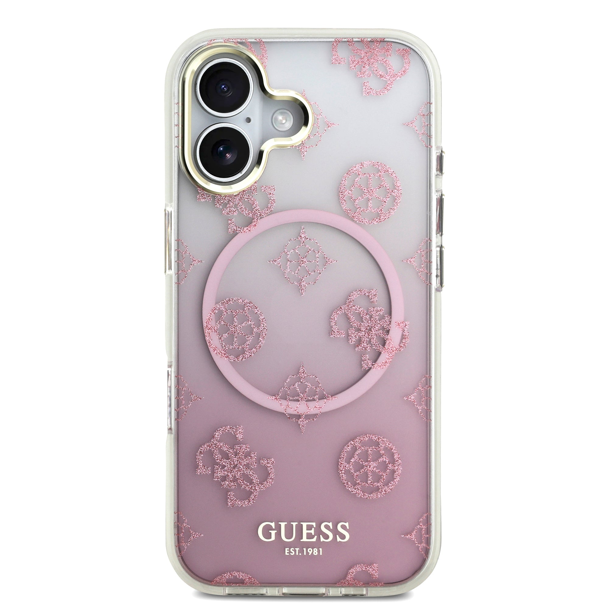 guess glitter case for iphone 17 standard pink side profile