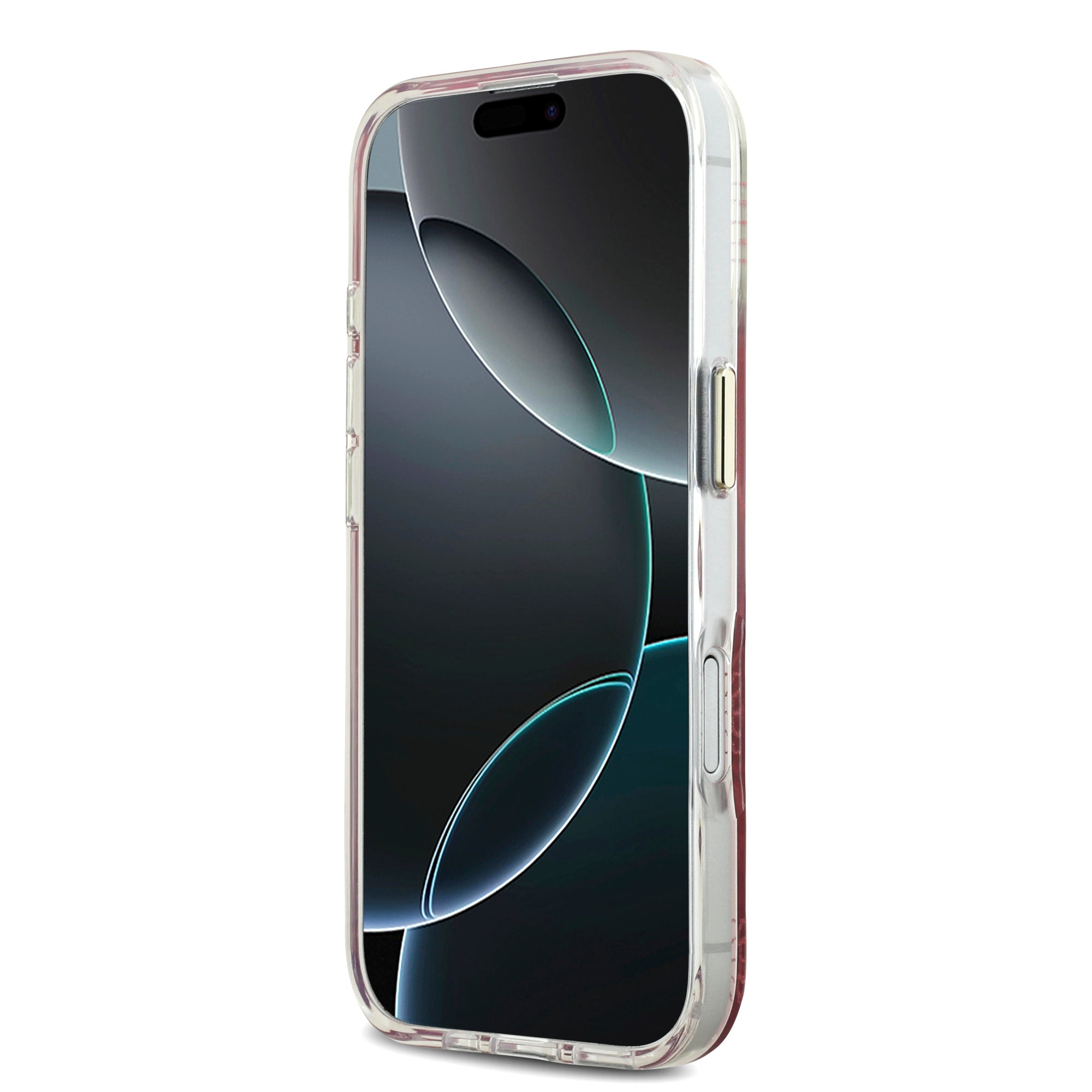 guess glitter case for iphone 17 standard pink in-hand photo
