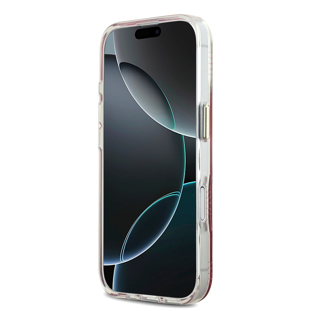guess glitter case for iphone 17 standard pink in-hand photo
