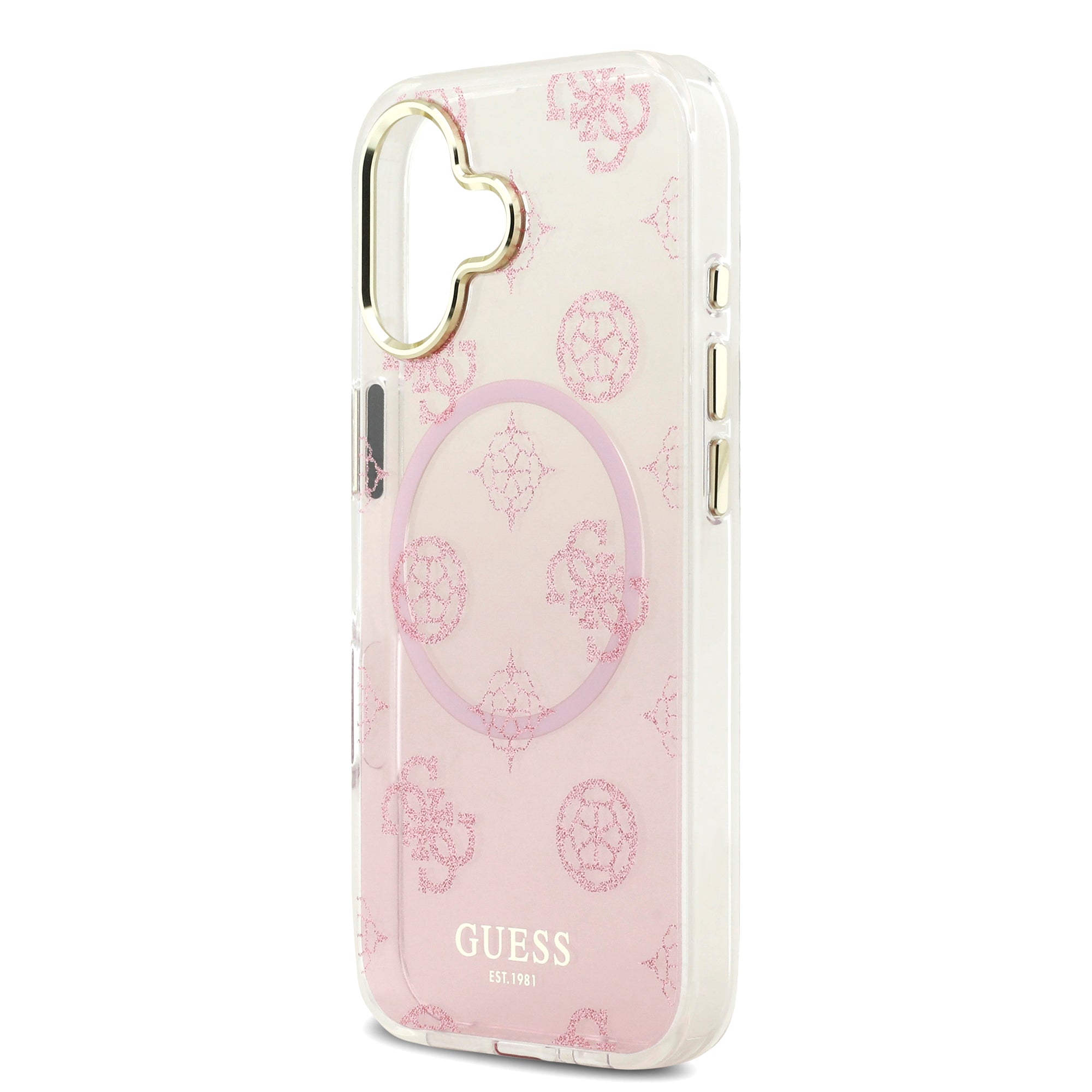 guess glitter case for iphone 17 standard pink camera ring