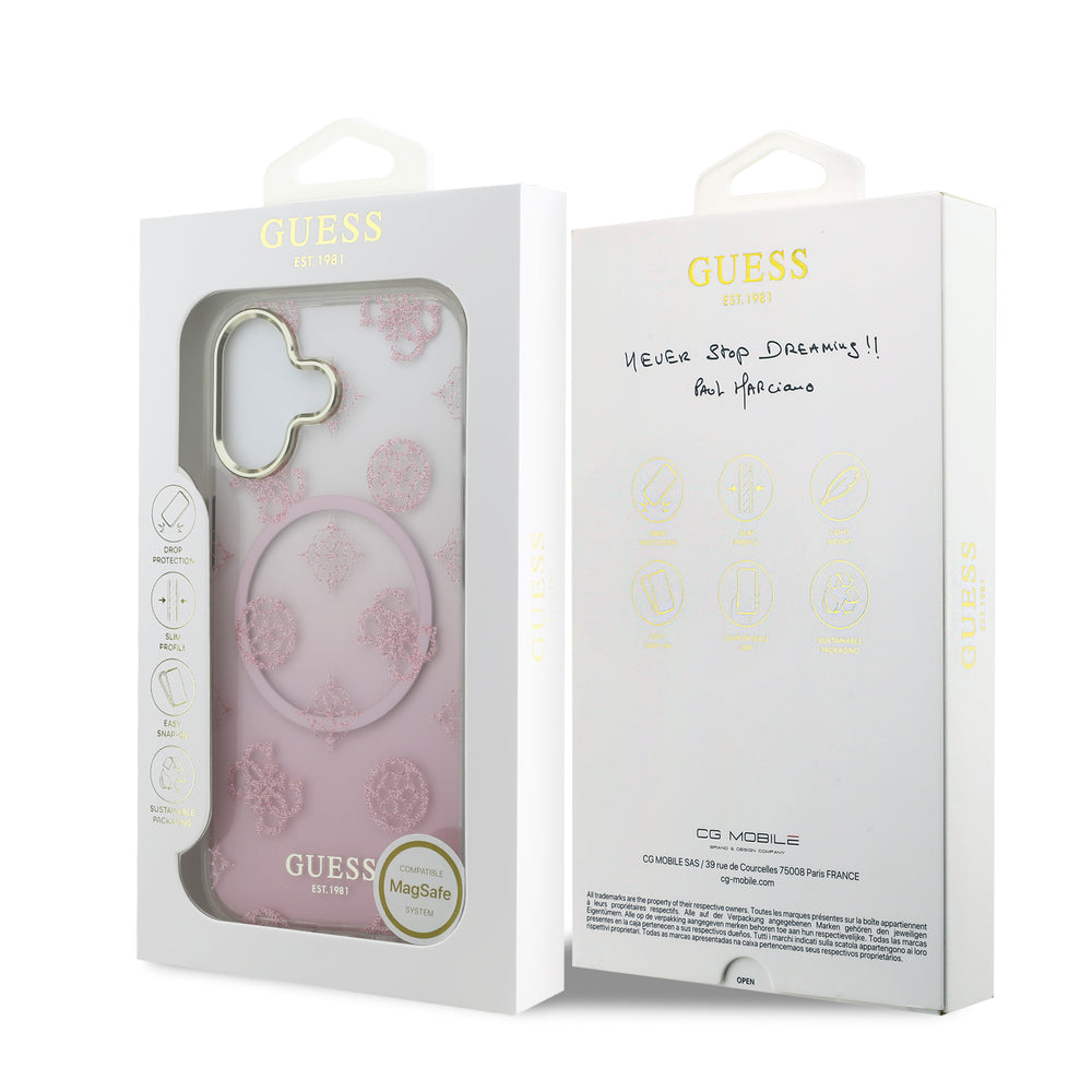 guess glitter case for iphone 17 standard pink edge detail