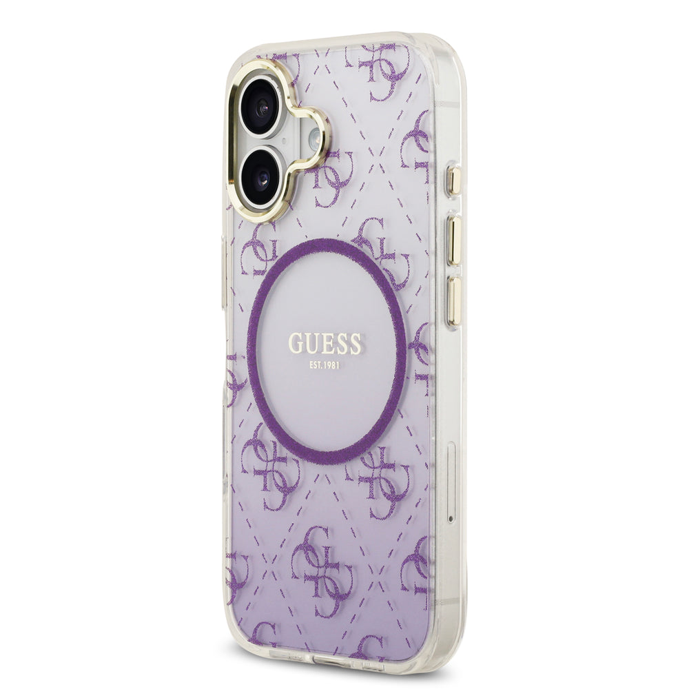 guess glitter case for iphone 17 standard purple back design