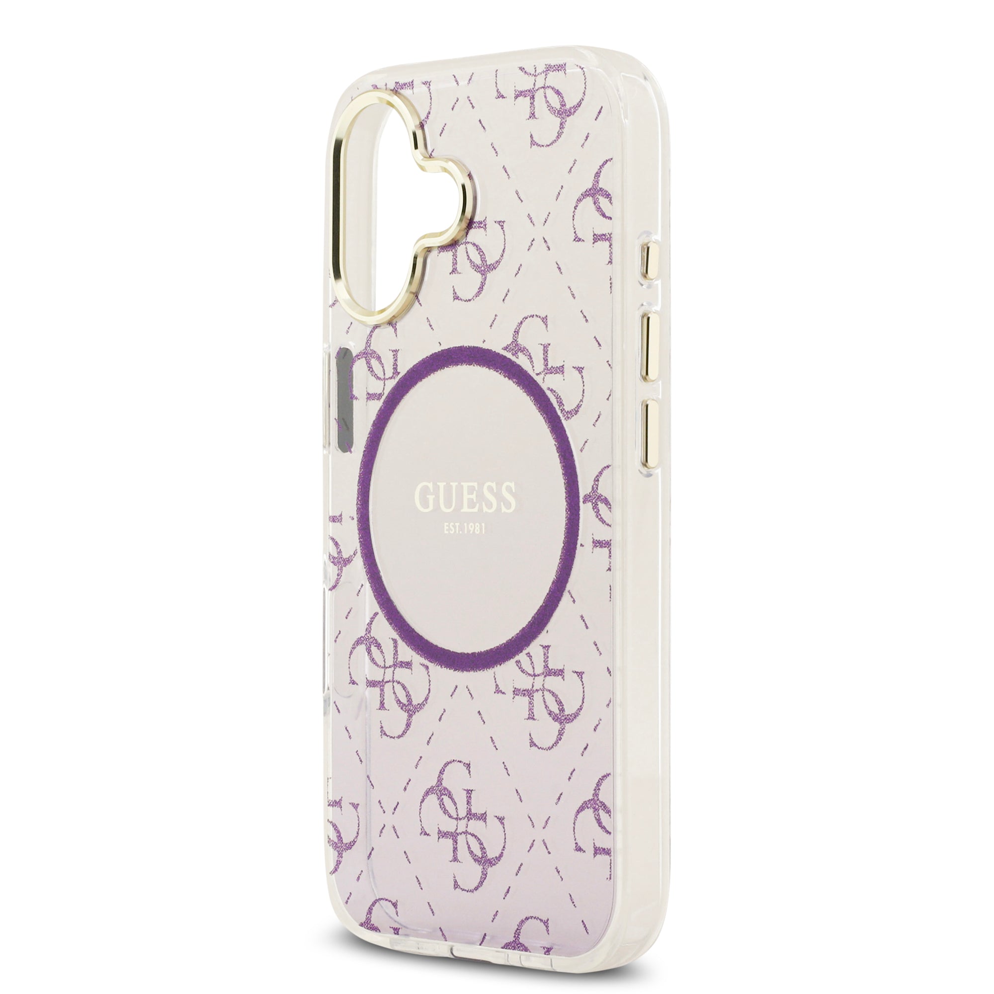 guess glitter case for iphone 17 standard purple camera ring