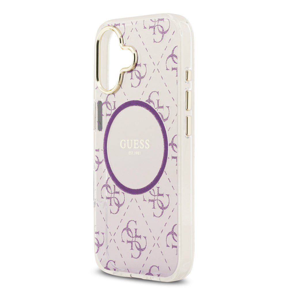 guess glitter case for iphone 17 standard purple camera ring