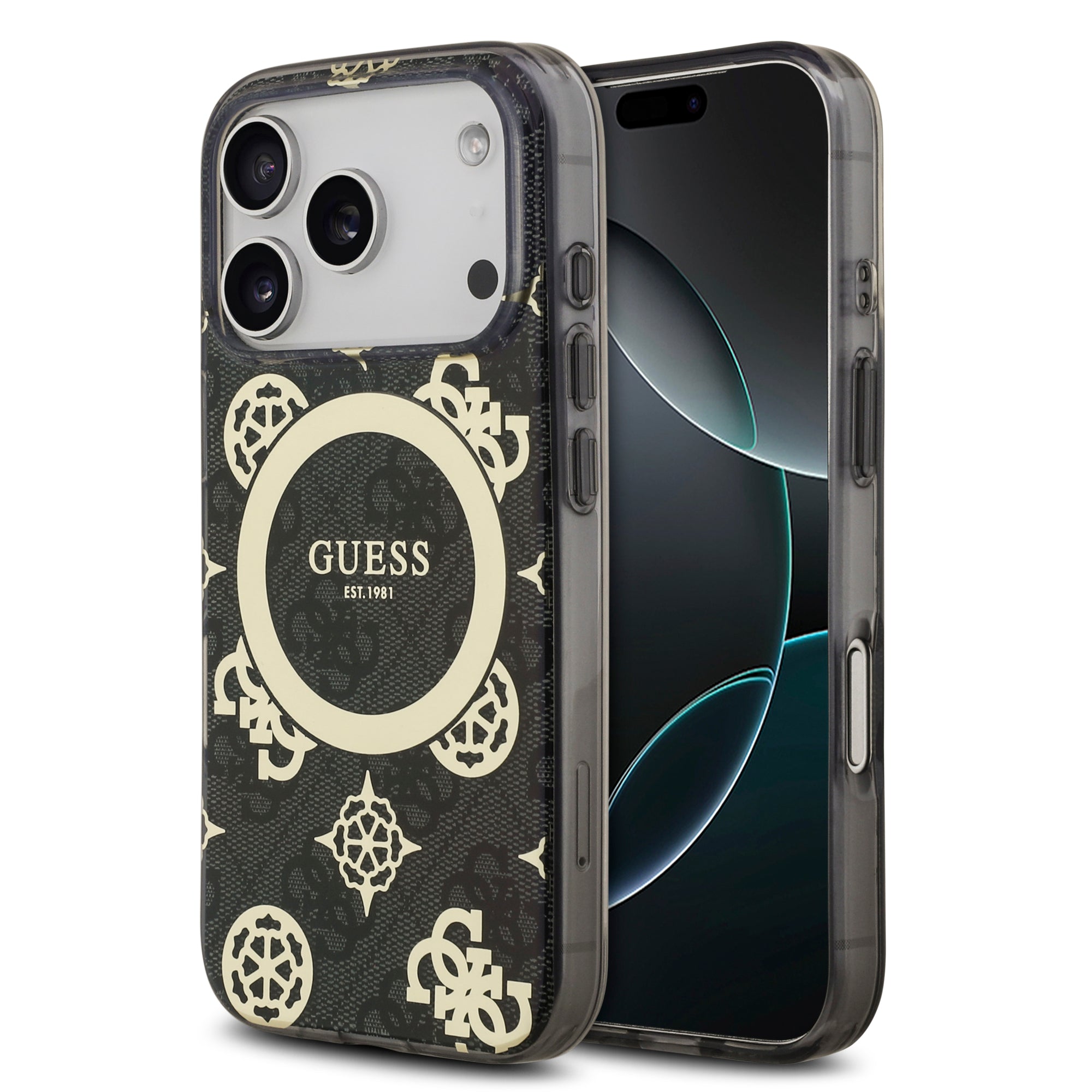 guess case for iphone 17 pro max black front view