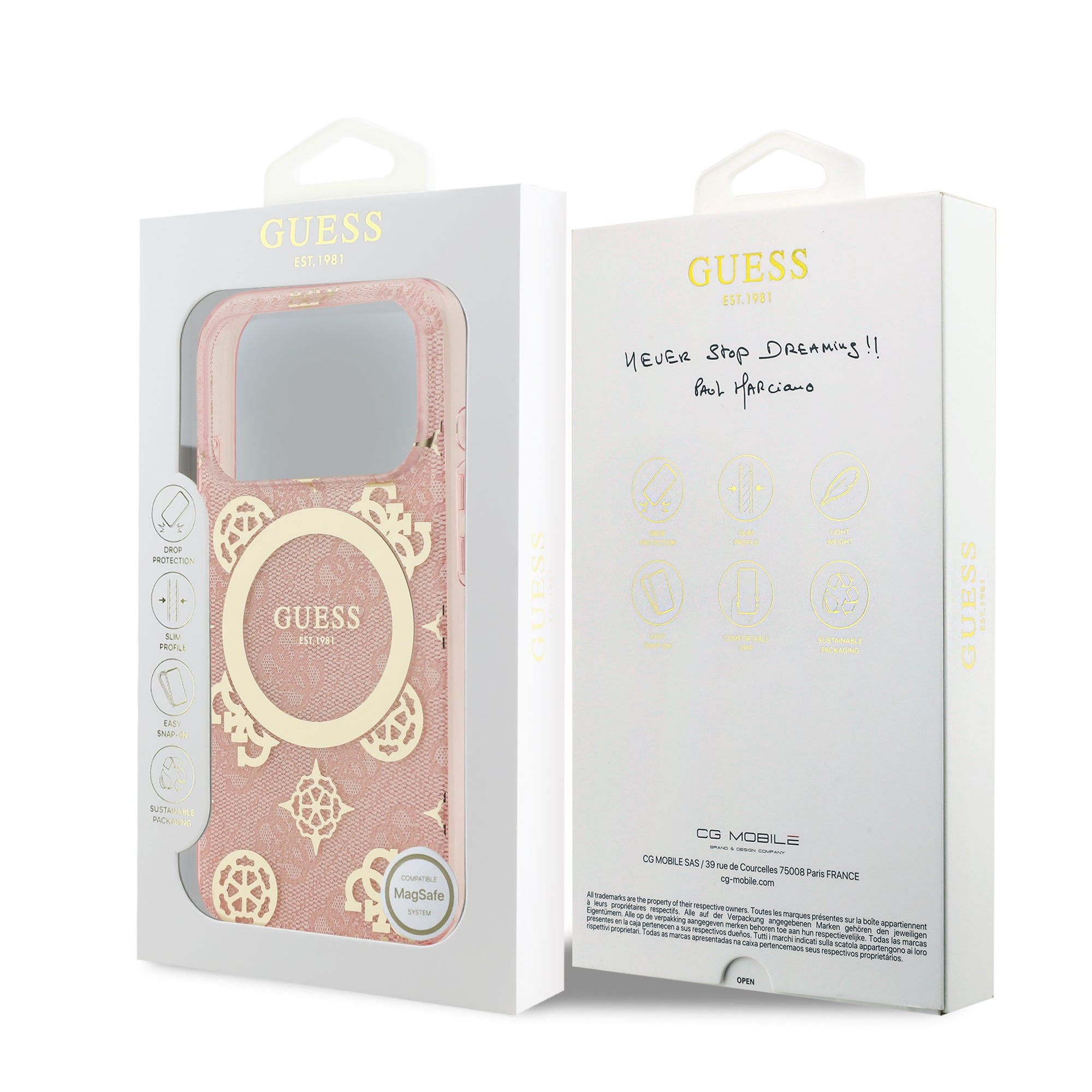 guess case for iphone 17 pro max pink edge detail