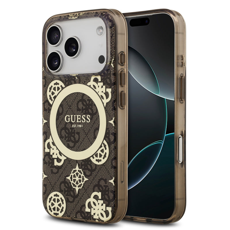 guess case for iphone 17 pro max brown front view