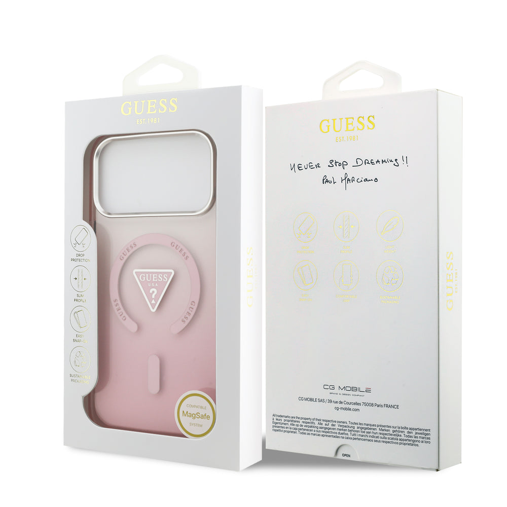 guess case for iphone 17 pro max pink edge detail