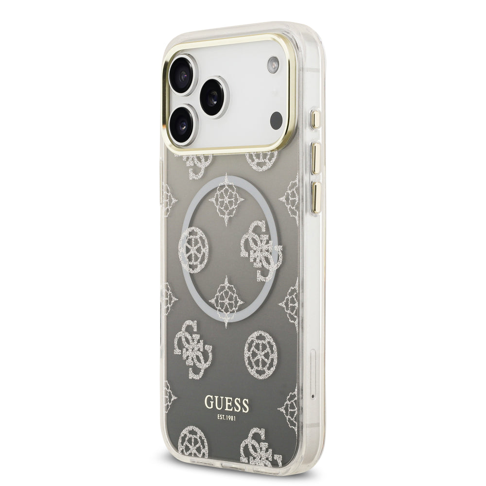 guess glitter case for iphone 17 pro max grey back design