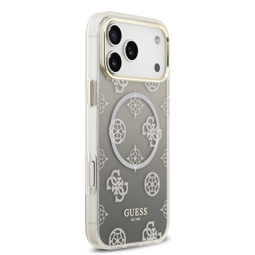 guess glitter case for iphone 17 pro max grey angle view