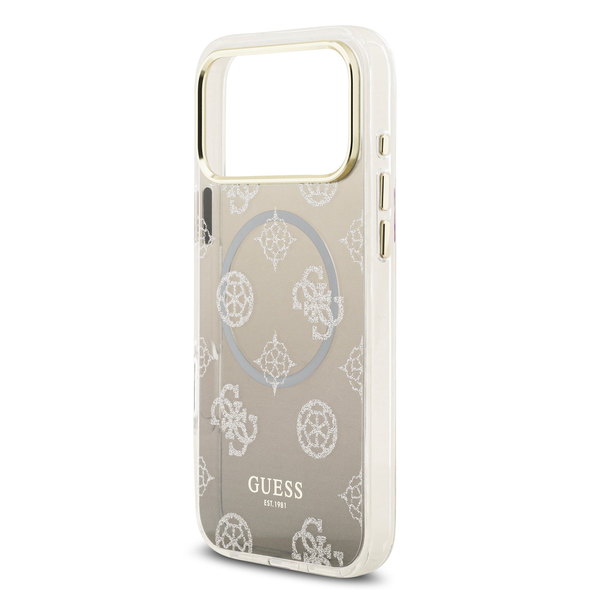 guess glitter case for iphone 17 pro max grey camera ring