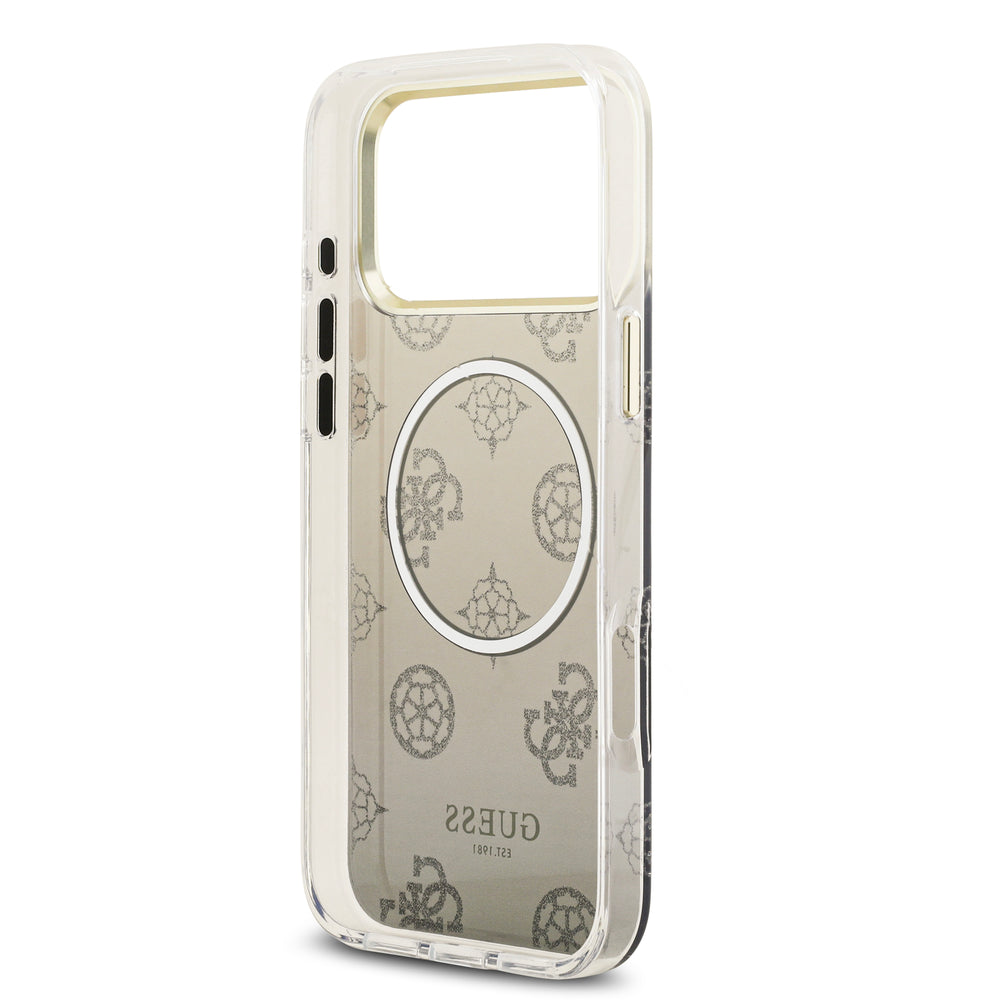 guess glitter case for iphone 17 pro max grey button access