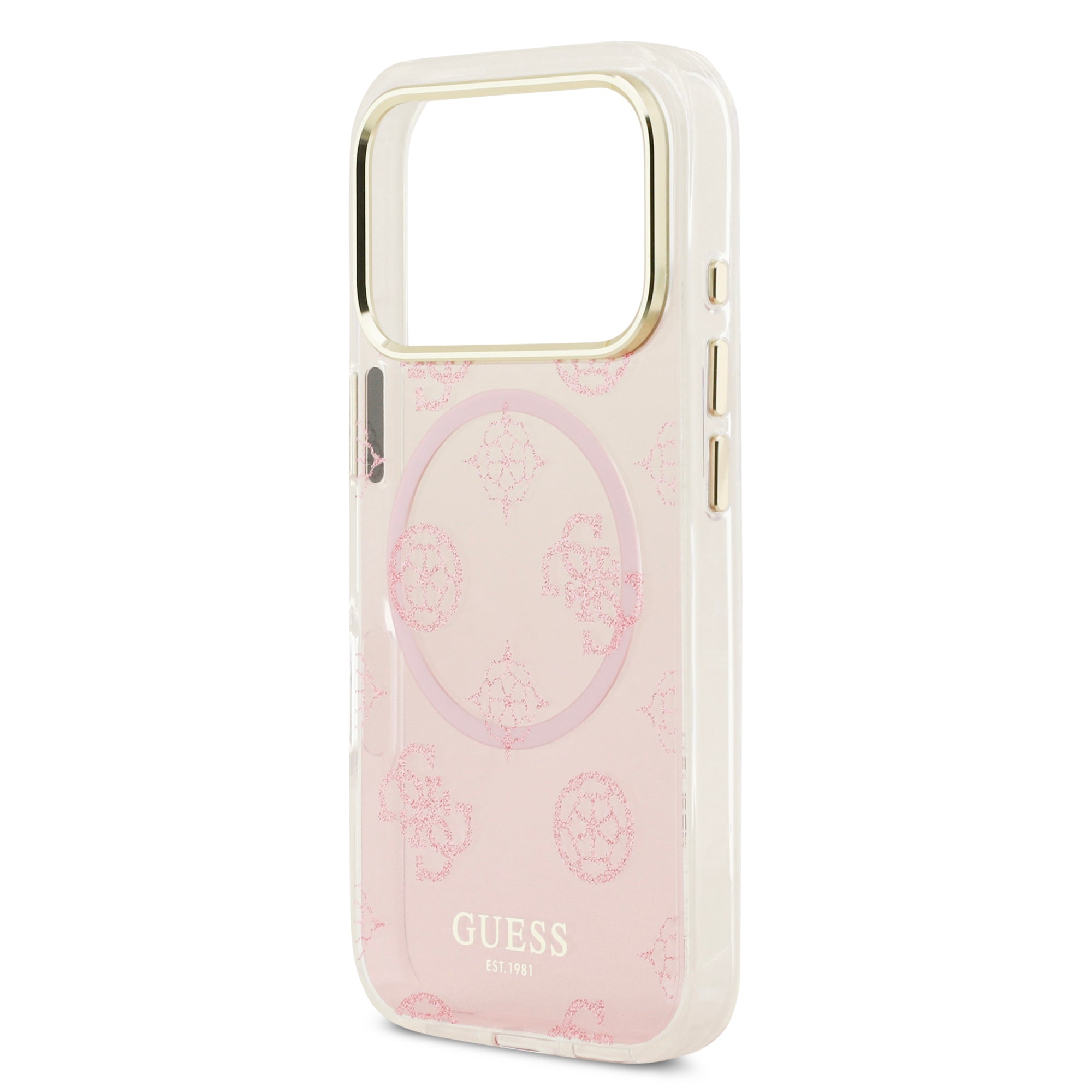 guess glitter case for iphone 17 pro max pink camera ring