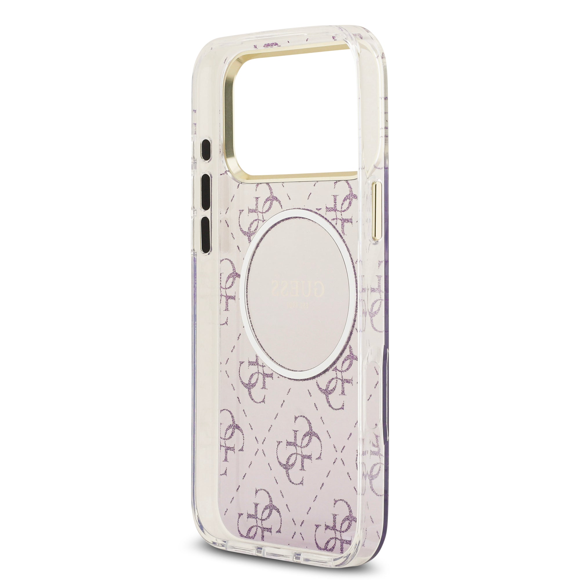 guess glitter case for iphone 17 pro max purple button access