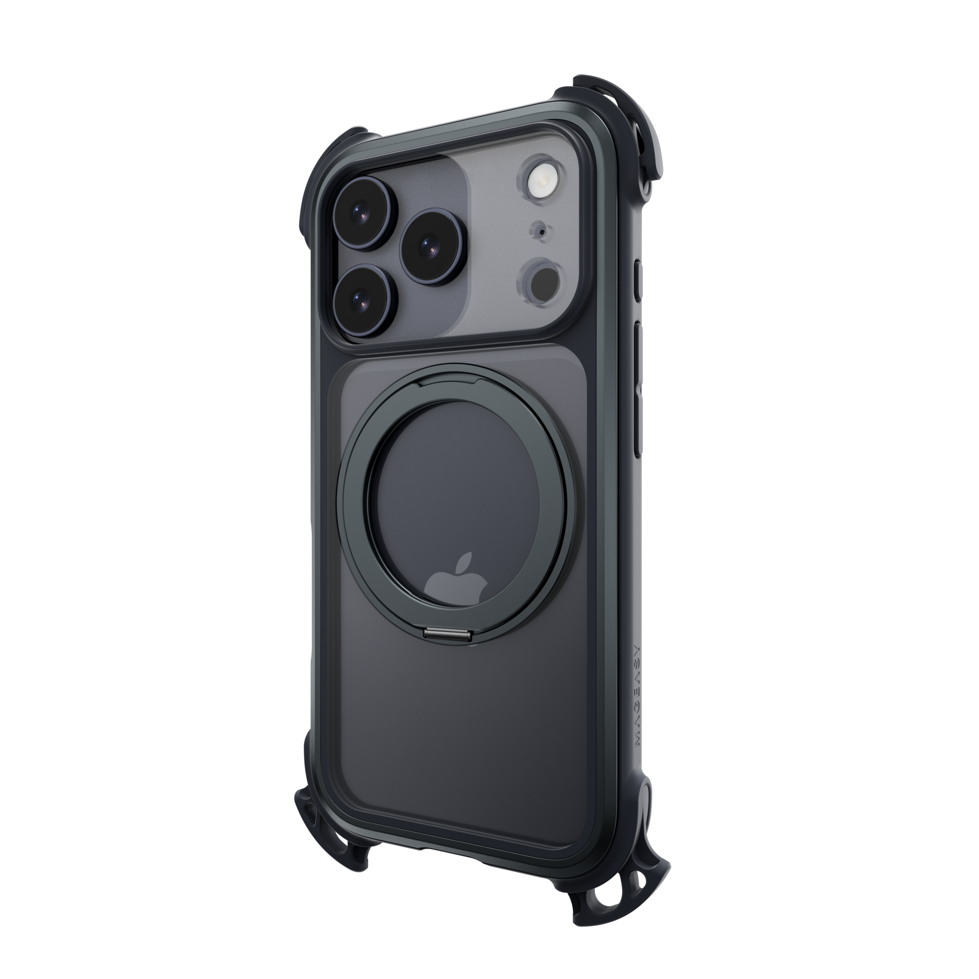 Mageasy Odyssey Ultra M 360 Tough Case & Stand & Lanyard for iPhone 17 Pro - Midnight Black