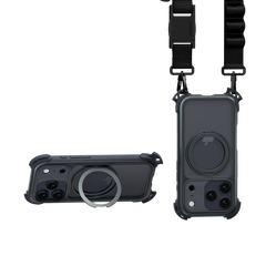 Mageasy Odyssey Ultra M 360 Tough Case & Stand & Lanyard for iPhone 17 Pro - Midnight Black