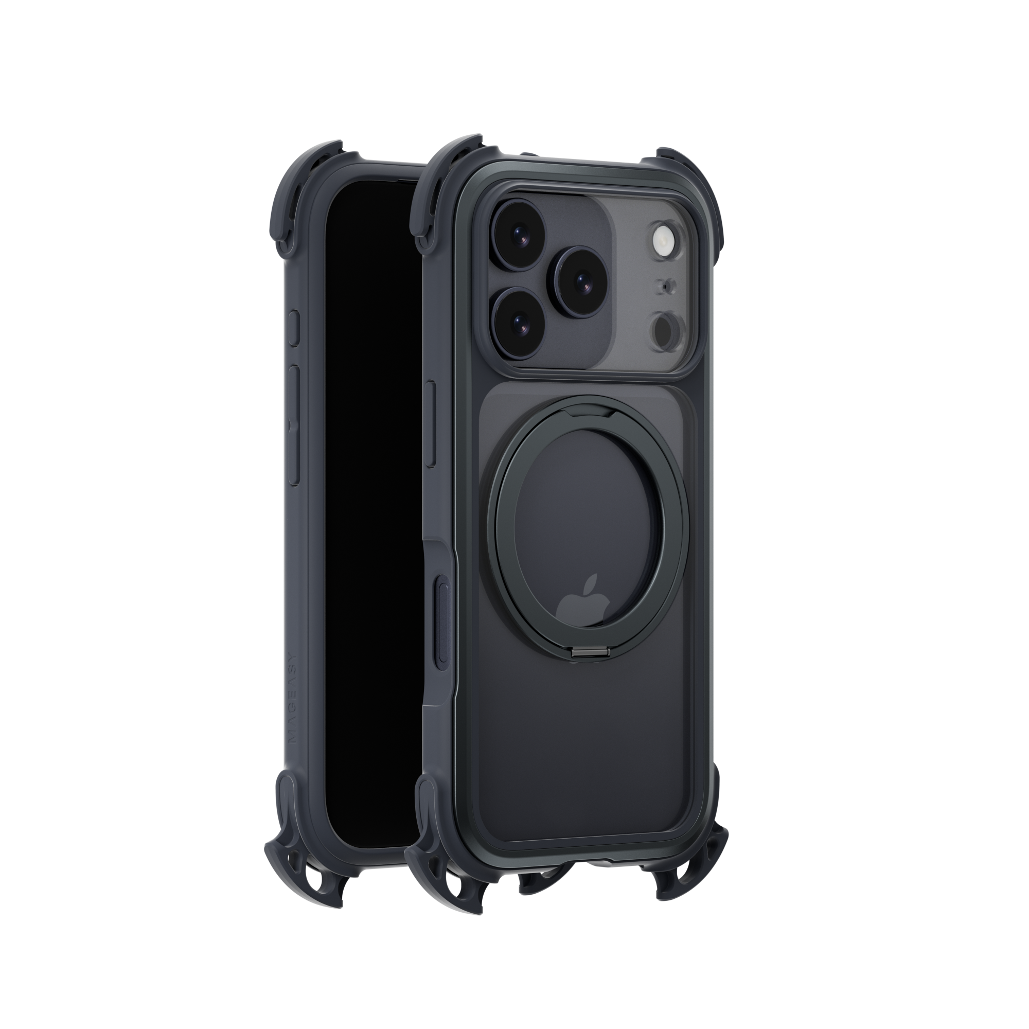 Mageasy Odyssey Ultra M 360 Tough Case & Stand & Lanyard for iPhone 17 Pro - Midnight Black