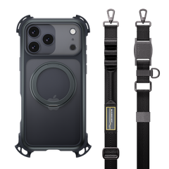 Mageasy Odyssey Ultra M 360 Tough Case & Stand & Lanyard for iPhone 17 Pro Max -Midnight Black