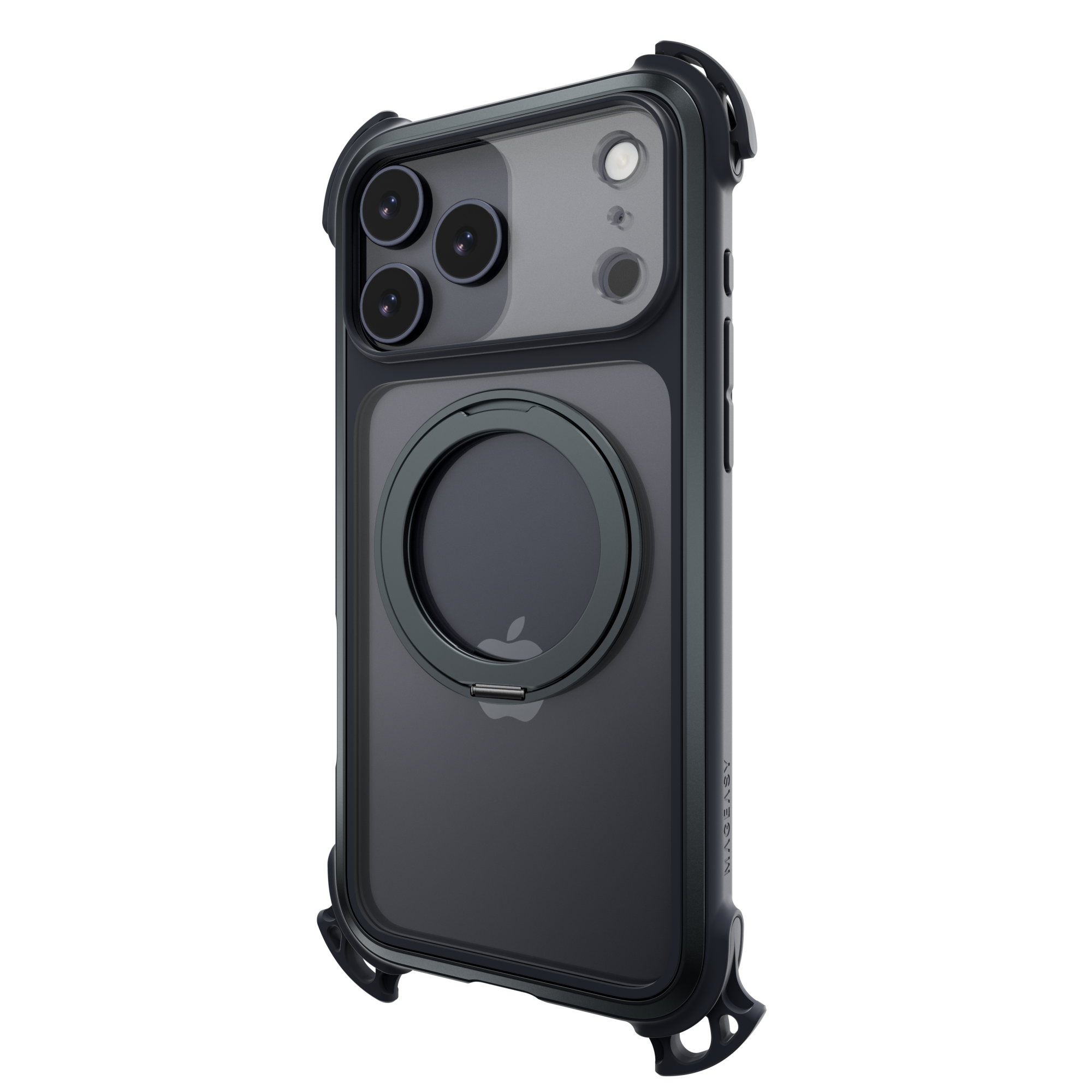 Mageasy Odyssey Ultra M 360 Tough Case & Stand & Lanyard for iPhone 17 Pro Max -Midnight Black