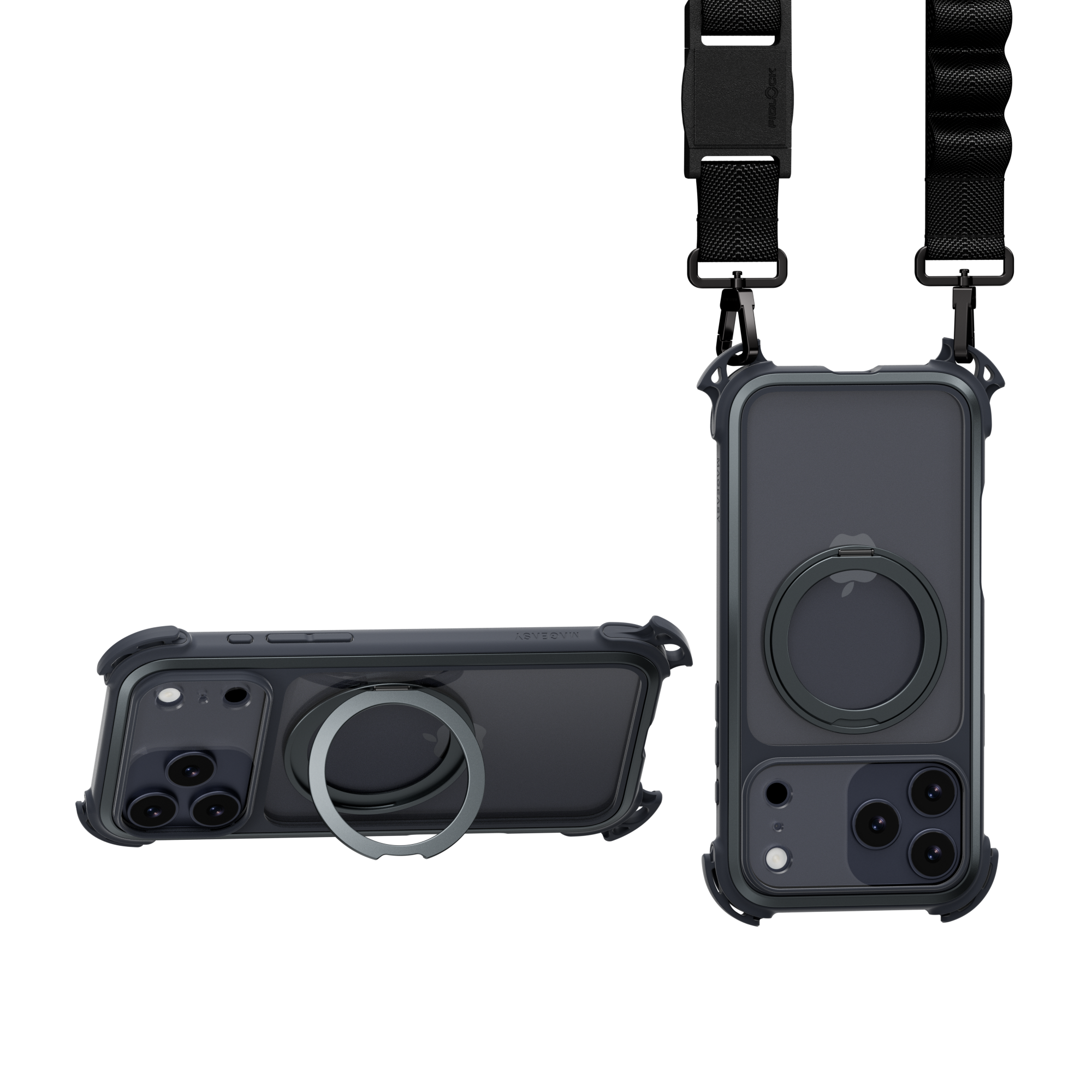 Mageasy Odyssey Ultra M 360 Tough Case & Stand & Lanyard for iPhone 17 Pro Max -Midnight Black