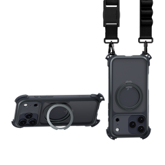 Mageasy Odyssey Ultra M 360 Tough Case & Stand & Lanyard for iPhone 17 Pro Max -Midnight Black