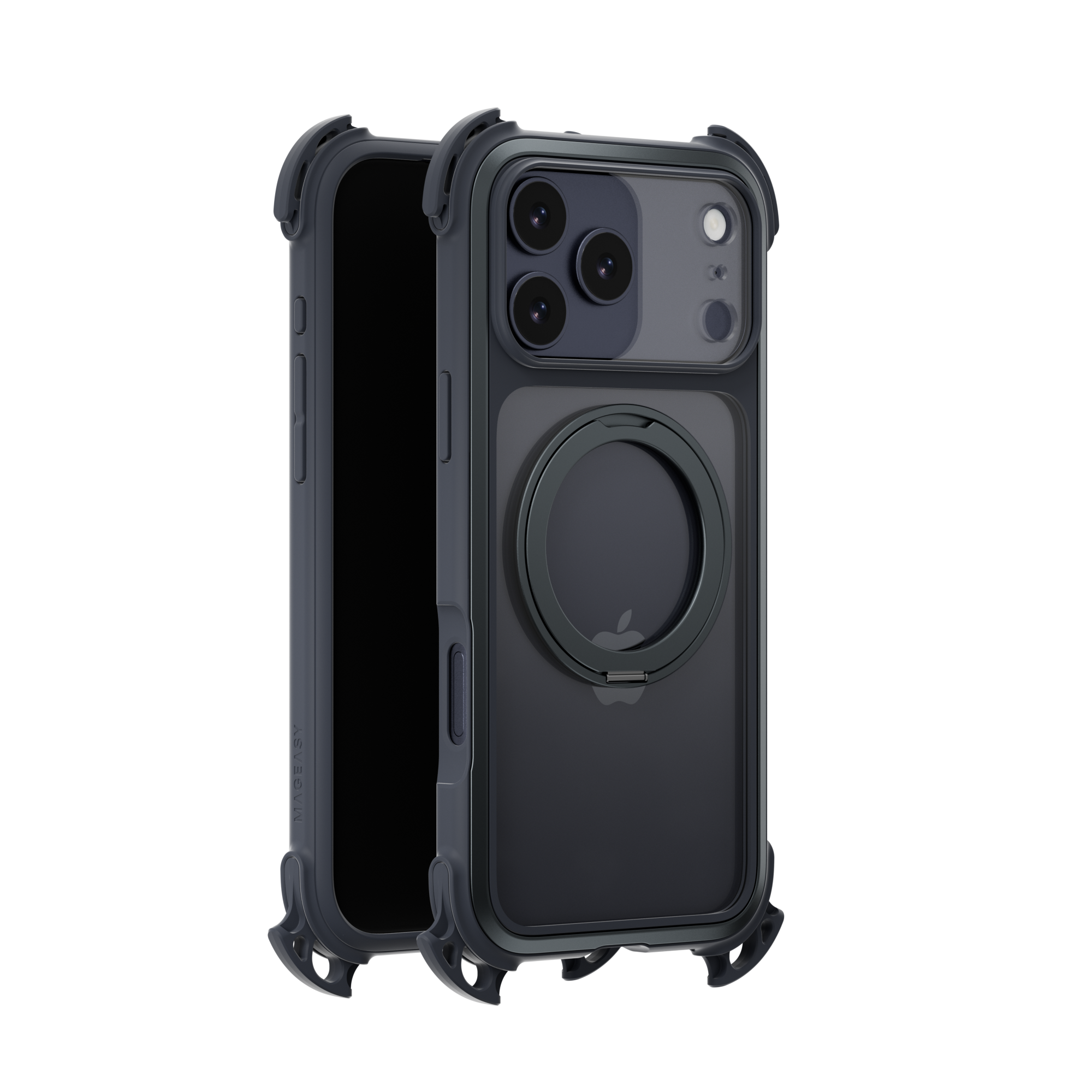 Mageasy Odyssey Ultra M 360 Tough Case & Stand & Lanyard for iPhone 17 Pro Max -Midnight Black