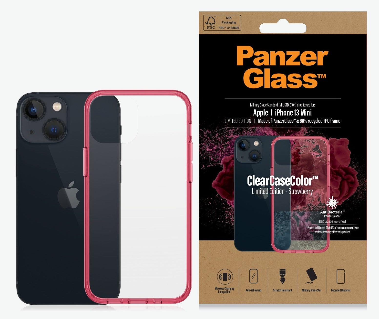PanzerGlass Clear Case Apple iPhone 13 Mini - Strawberry